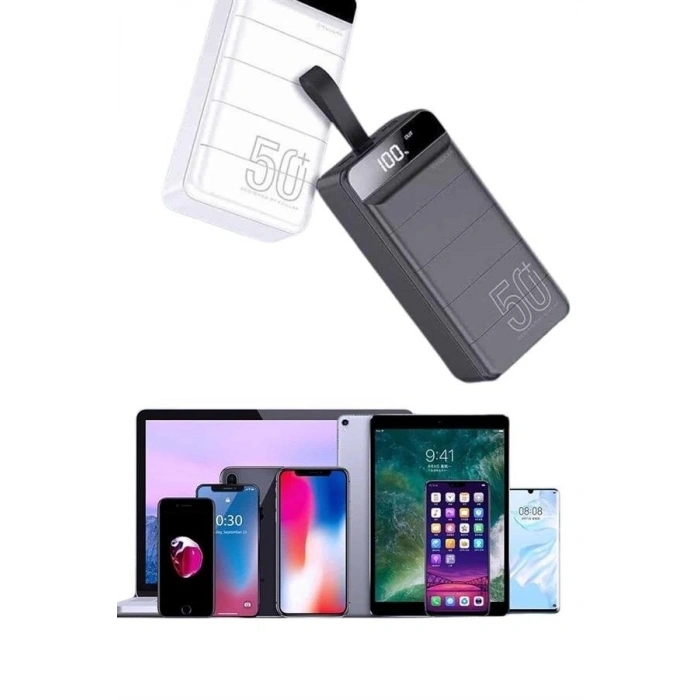 Hızlı Taşınabilir 50.000 Mah Powerbank Led Ekran Android ve İOS Uyumlu