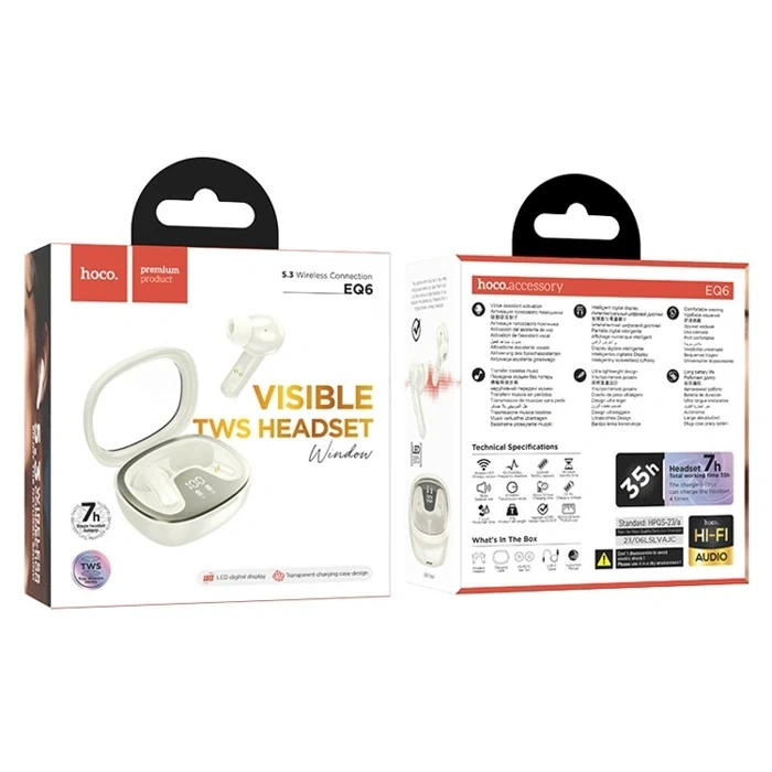 HOCO EQ6 Göstergeli TWS Bluetooth 5.3 Kablosuz Stereo Kulakiçi Kulaklık-(5775)