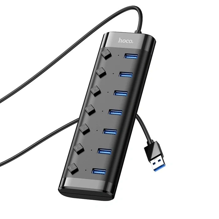Hoco HB40 7xUSB 2.0 Anahtarlı USB Hızlı Şarj ve Veri Okuyucu-(5775)