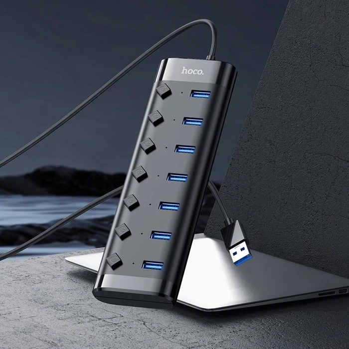 Hoco HB40 7xUSB 2.0 Anahtarlı USB Hızlı Şarj ve Veri Okuyucu-(5775)