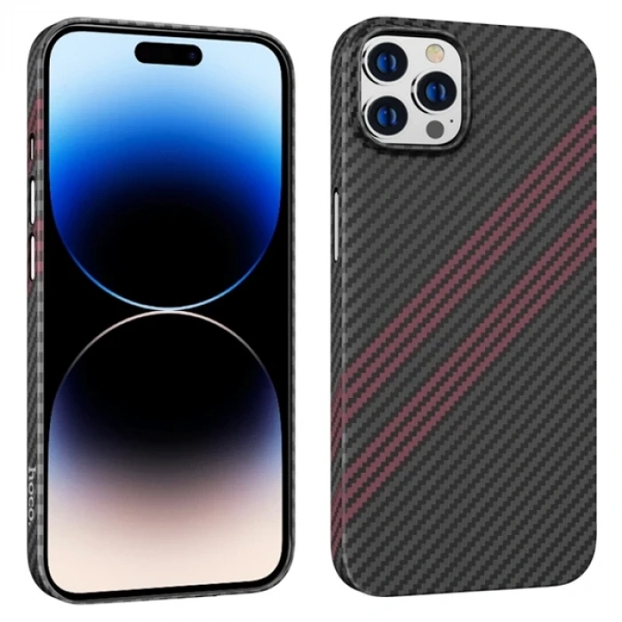 Hoco iPhone 14 Pro 6.1 Kılıf Kevlar Texture Darbe Emici Telefon Kılıfı-(5775)