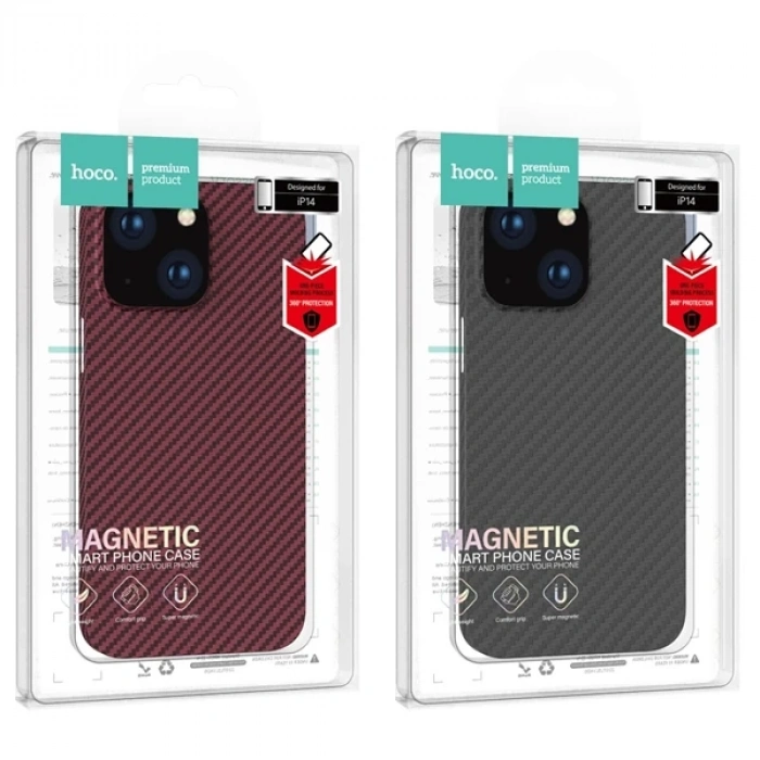 Hoco iPhone 14 Pro 6.1 Kılıf Manyetik Magsafeli Darbe Emici Telefon Kılıfı-(5775)