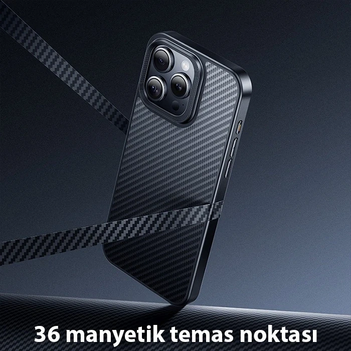 Hoco iPhone 15 Pro Max AS7 Kevlar Kılıf Manyetik Magsafeli Telefon Kılıfı-(5775)