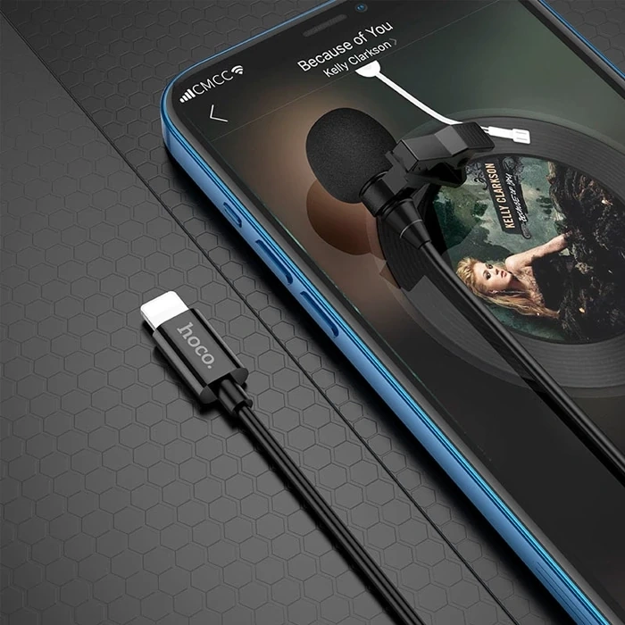 HOCO L14 iPhone Lightning Kablolu Profesyonel Yayıncı Yaka Mikrofonu 2mt-(5775)
