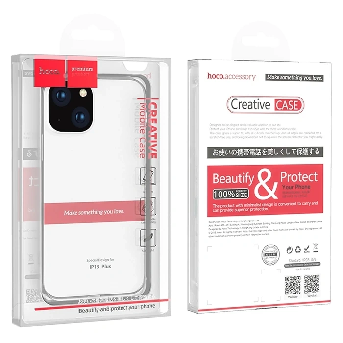 HOCO Light Series TPU iPhone 15 Plus Şeffaf Kılıf-(5775)