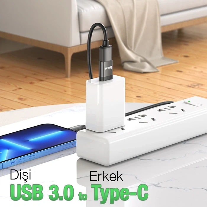 HOCO UA17 Erkek Type-C to Dişi USB Dönüştürücü Çevirici Adaptör-(5775)
