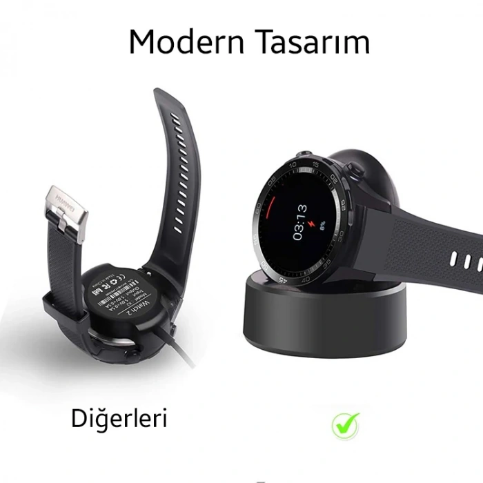Huawei Watch 2 Gen Manyetik Şarj Cihazı Standlı-(5775)