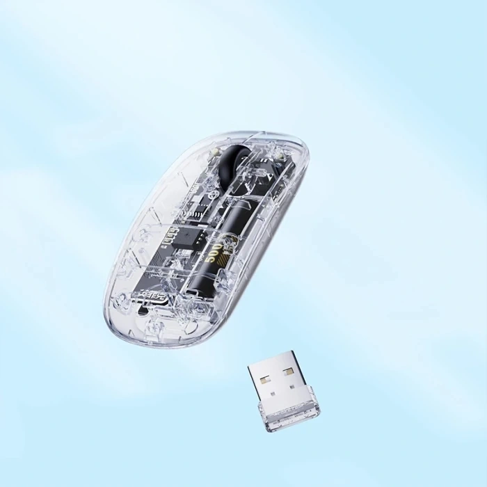 İNPHİC X5 Kablosuz Fare Şarj Edilebilir Sessiz Kullanım 2.4G Transparan USB Mouse-(5775)