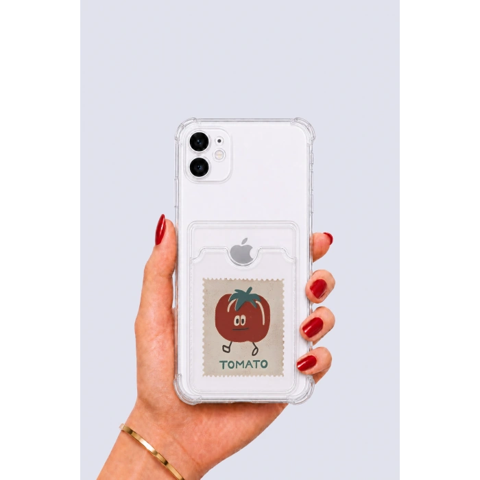 iPhone 11 Kartlıklı Tomato Desenli Kılıf