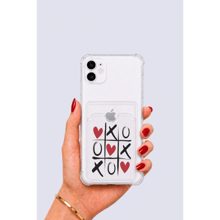 iPhone 12 Kartlıklı XoXO Desenli Kılıf