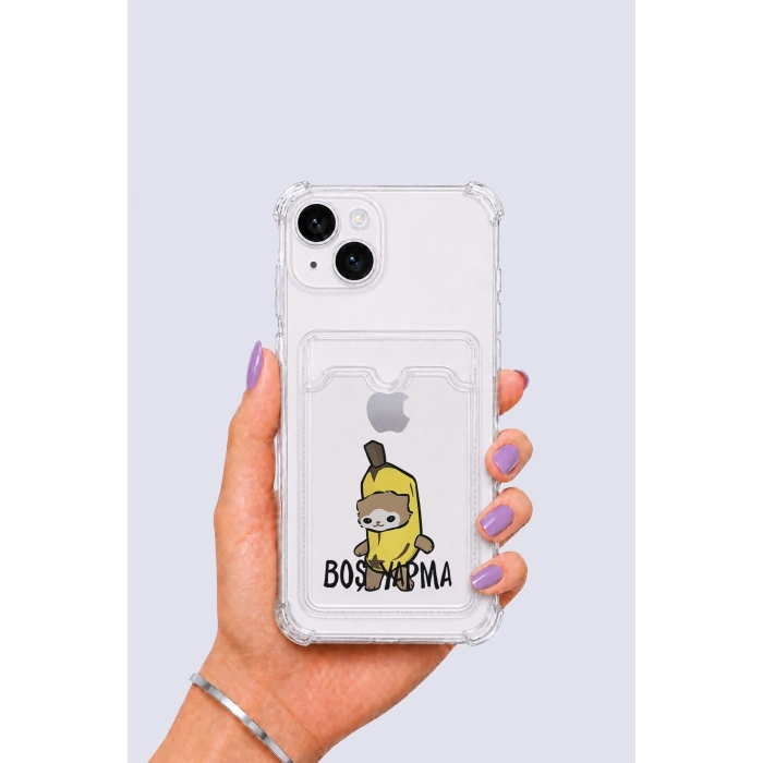iPhone 14 Kartlıklı Boş Yapma Desenli Kılıf