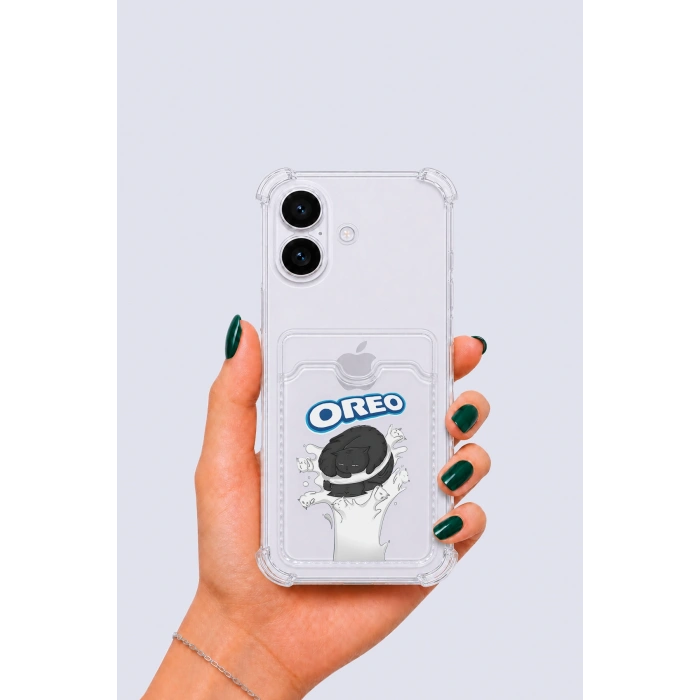 iPhone 16 Kartlıklı OREO Desenli Kılıf