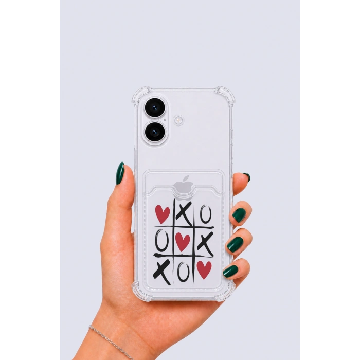 iPhone 16 Kartlıklı XoXO Desenli Kılıf