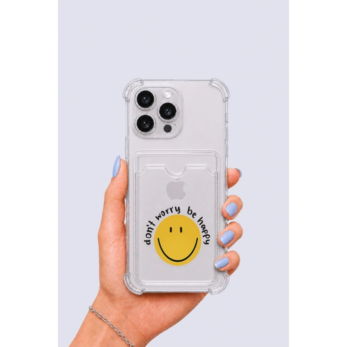 iPhone 16 Pro Max Kartlıklı Gülücük Desenli Kılıf