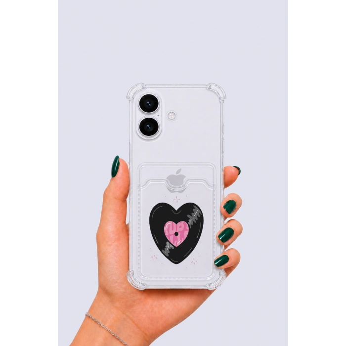 iPhone 17 Kartlıklı Vinly Desenli Kılıf