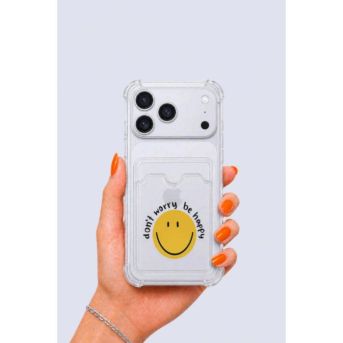 iPhone 17 Pro Max Kartlıklı Gülücük Desenli Kılıf