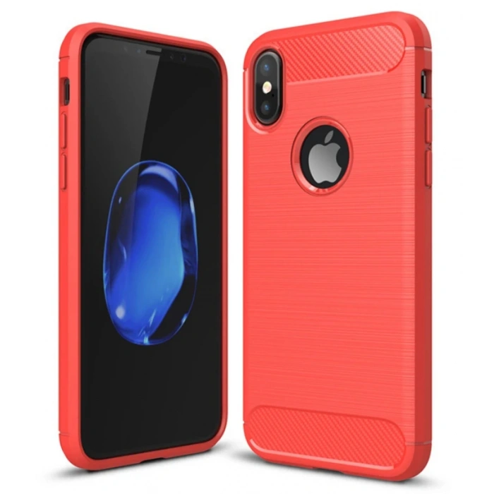 İphone XXS Dark Ultra Koruma Karbon Fiber Silikon Kılıf-(5775)