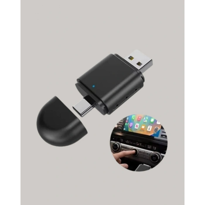 Kablosuz CarPlay Adaptörü – USB-A & Type-C Uyumlu Hızlı Bağlantı Cihazı