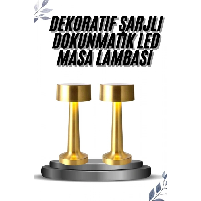 Kablosuz Renkli Masa ve Gece Lambası Altın Rengi Dokunmatik Led Lamba