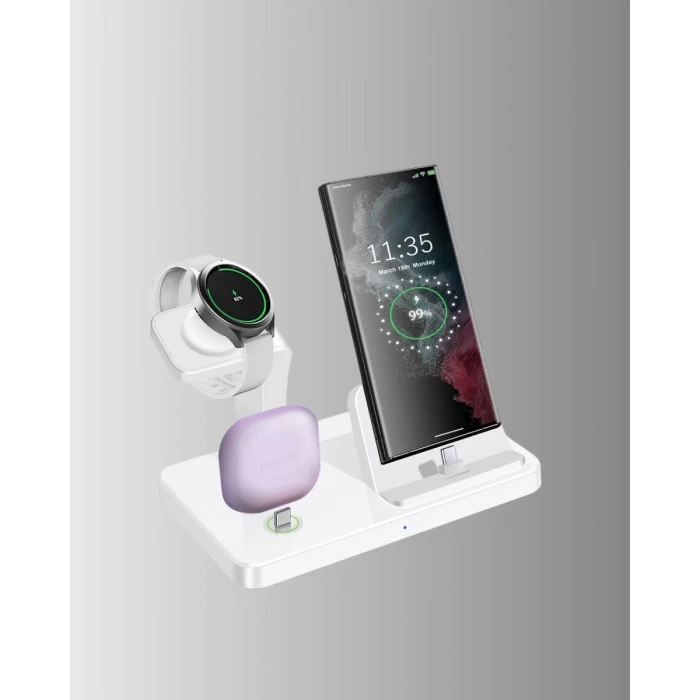 Kablosuz Şarj İstasyonu 4’ü 1 Arada iPhone Watch ve AirPods Uyumlu