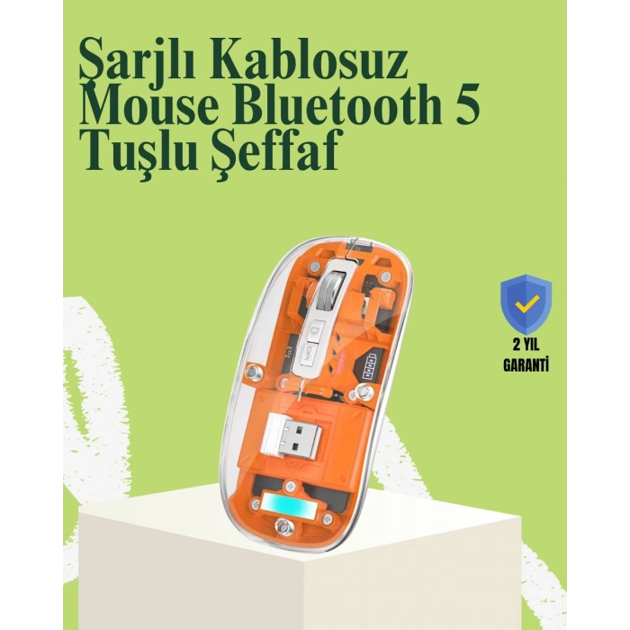 Kablosuz Sessiz Ergonomik ve Şarjlı Fare - Gelişmiş Çoklu Cihaz Desteği