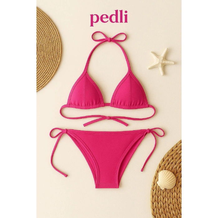 Kadın Fuşya Yandan Bağlamalı Bikini Mayo Takımı