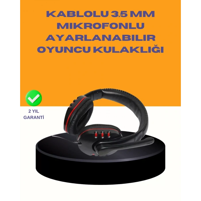 Kırmızı Stereo Kulaklık Yüksek Ses Performansı Dayanıklı Kablo ve Mikrofonlu Tasarım