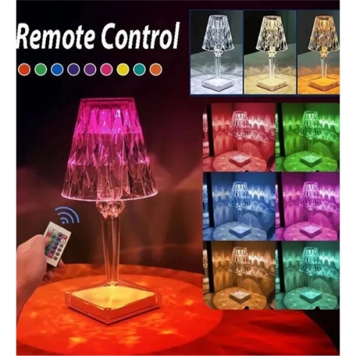 Kristal Abajur LED Kumandalı Ve Dokunmatik Masa Lambası