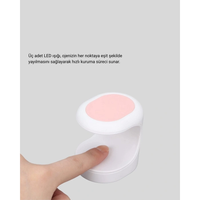 LED Mini Oje Kurutucu Taşınabilir Hızlı Kuruma Cihazı 3 LED Işıklı