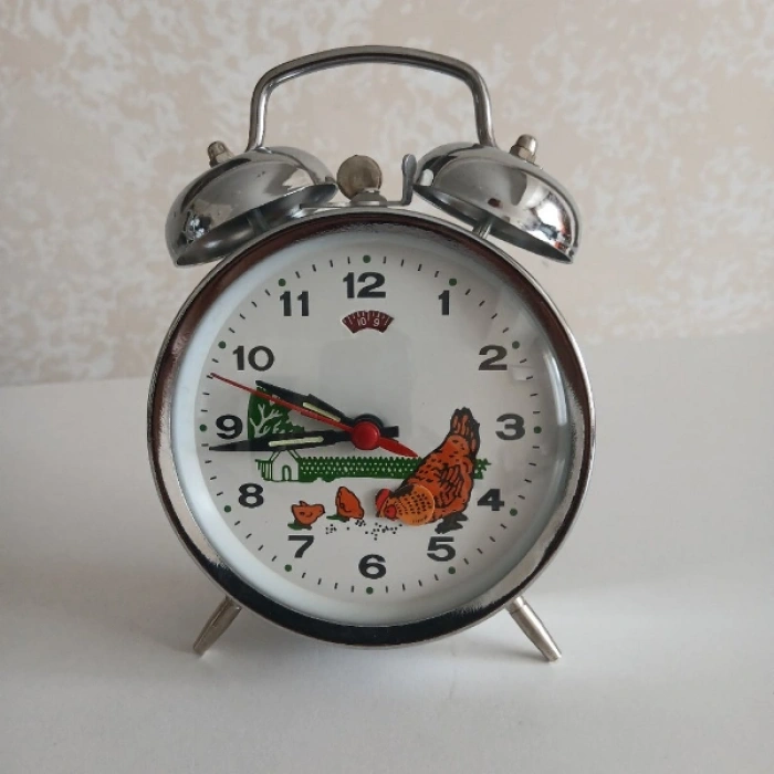 Nostaljik Kurmalı Horozlu Çalar Saat Büyük Boy