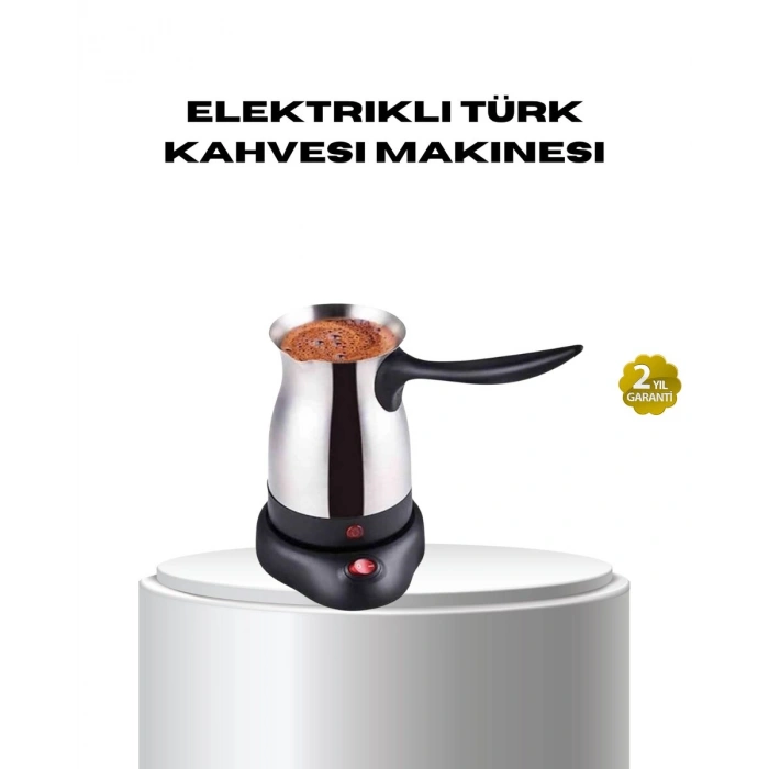 Paslanmaz Çelik Elektrikli Cezve 800W 6 Fincan Kapasiteli