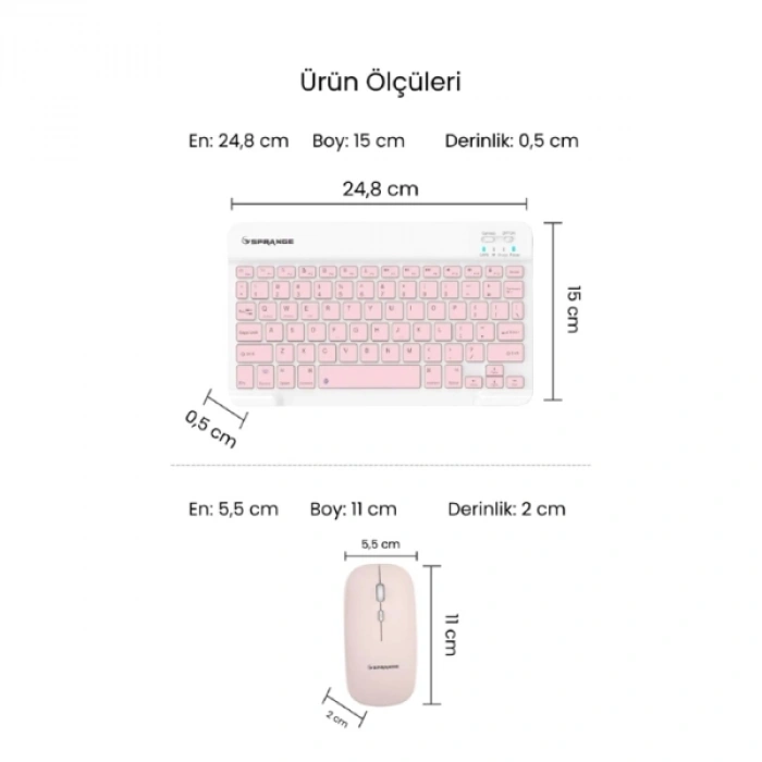 Pembe Kablosuz Klavye Ve Mouse Seti