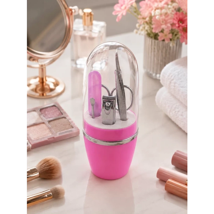 Pembe Tırnak Bakım Seti Cımbız Makas Tırnak Makası ve Törpü İçeren Kit