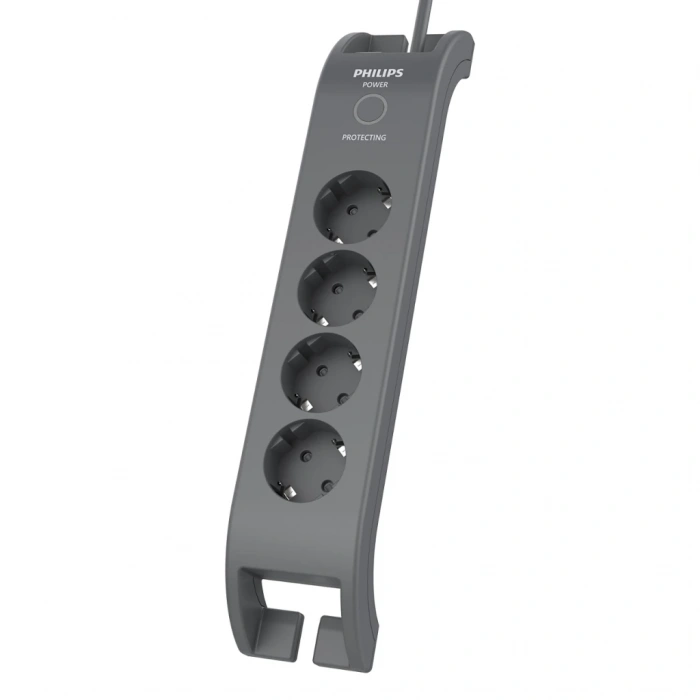 PHILIPS SPN3140A/62 4 Soket Akım Korumalı Priz 900 Joules 2Mt Kablo (Gri)(1923)