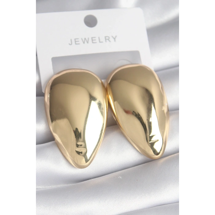 Pirinç Gold Renk Badem Model Kadın Küpe 5886