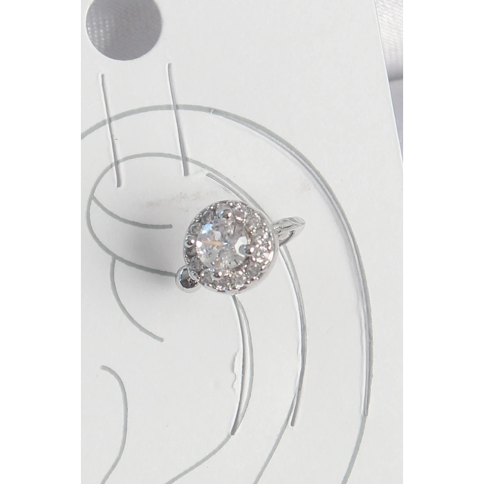 Pirinç Gümüş Renk Zirkon Taşlı Kadın Kıkırdak Model Küpe 5886