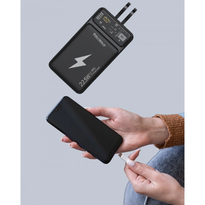 Powerbank Hızlı Şarj 10000 mAh Dahili Kablo