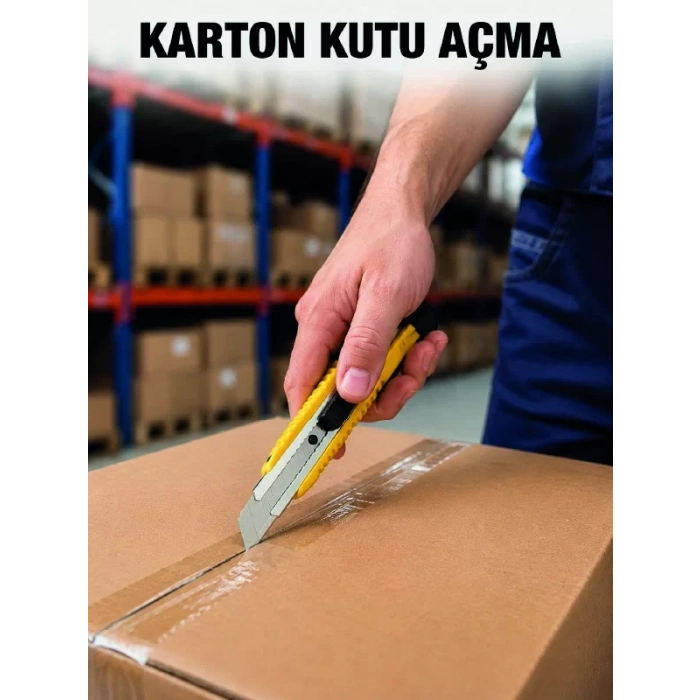 Profesyonel 5’li Metal Falçata Seti Çelik Gövdeli Maket Bıçağı Koli ve Karton Kesici