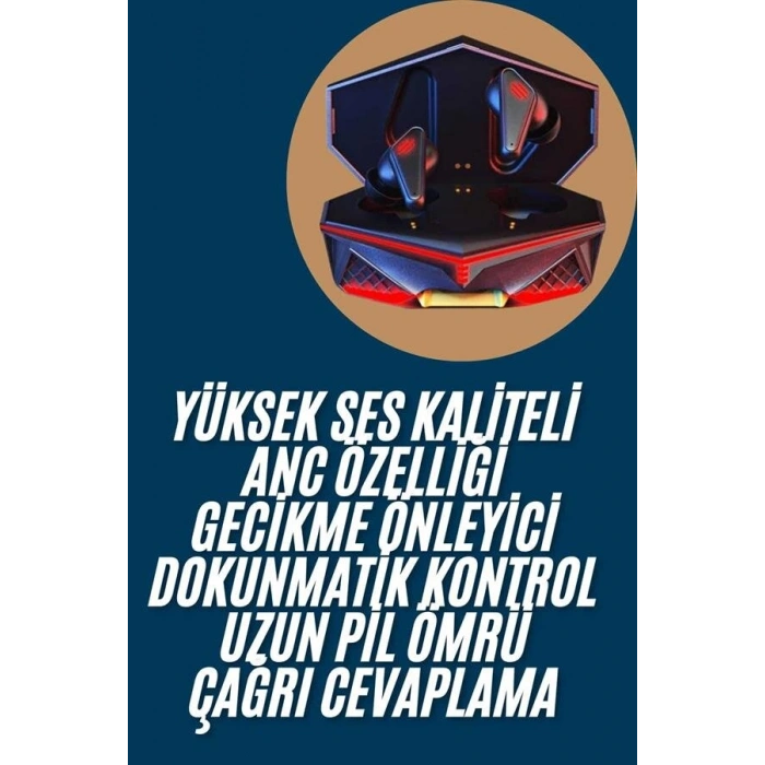 Profesyonel TWS Işıklı Kablosuz Bluetooth Kulaklık Oyuncu Kulaklığı