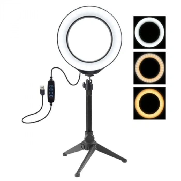 PULUZ 6.2CM PKT3032 Led Işık 16cm Stand YoutuberCanlı Yayın Selfie TikTok Makeup-(5775)