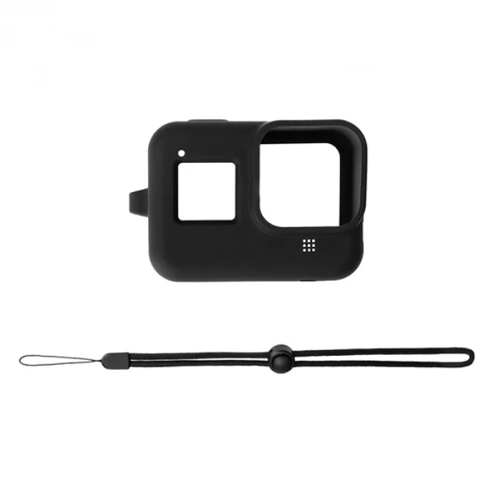 PULUZ PU428B GoPro HERO8 İçin Silikon Koruma Kılıfı+Wrist Strap-(5775)