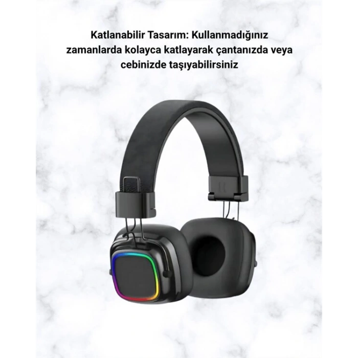 RGB Işıklı Katlanabilir Bluetooth 5.3 Kulak Üstü Kulaklık