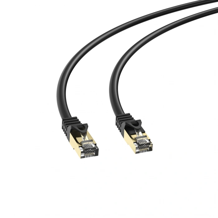 S-LINK MM-CAT703 CAT7 Patch 3Mt Gold Uçlu   FTP CCA Ağ Bağlantı Kablosu (Siyah)(1923)