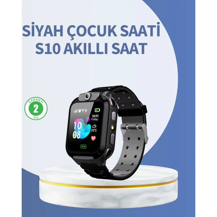 S10 Siyah Akıllı Çocuk Saati Anlık Konum Takibi ve Rota Geçmişi