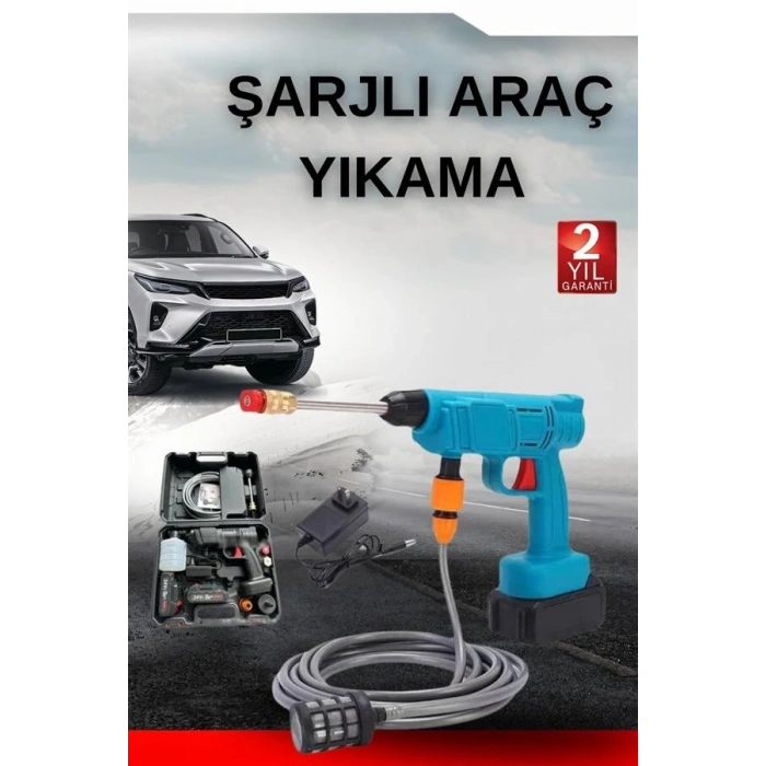 Şarjlı Oto Yıkama Bahçe Sulama Tabancası Makinesi Yüksek Basınçlı