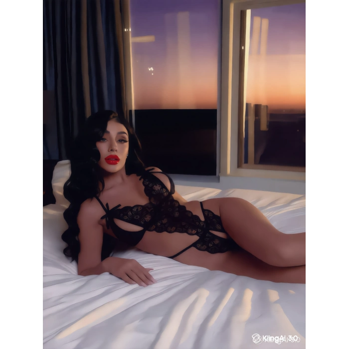 Siyah Dantelli Özel Bölgesi Açık Fantazi Babydoll