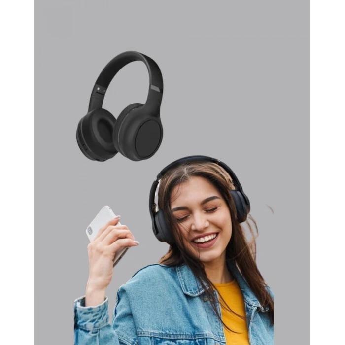 Siyah Kablosuz Bluetooth Kulaklık 300 mAh Hızlı Şarj Katlanabilir Pedli