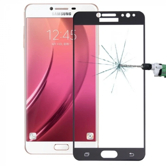 SM Galaxy C8  J7+ Plus 3D Full Kaplama Kırılmaz Cam Ekran Koruyucu-(5775)