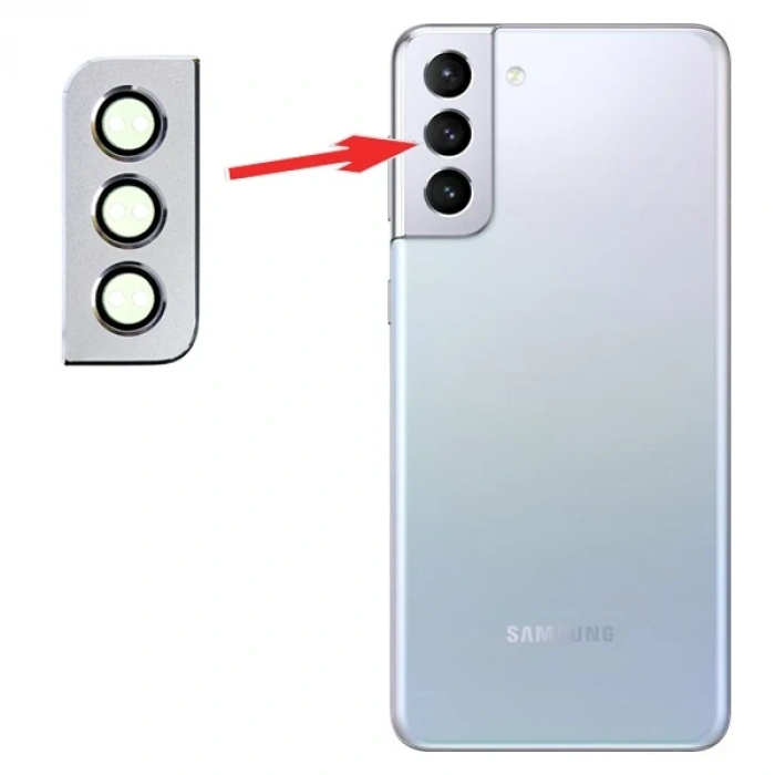 Sm Galaxy S21 Plus G996 Metal Çerçeveli Kamera Lens Koruyucu Full Set-(5775)