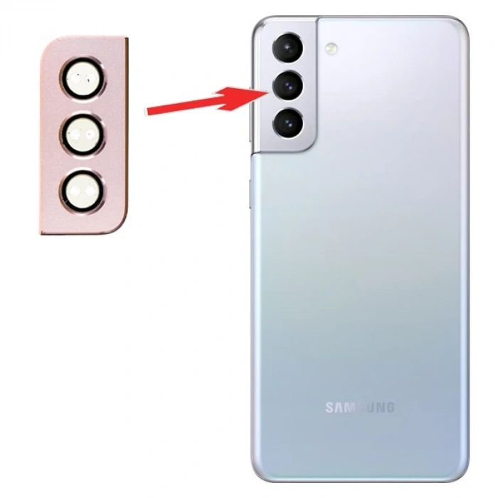 Sm Galaxy S21 Plus G996 Metal Çerçeveli Kamera Lens Koruyucu Full Set-(5775)
